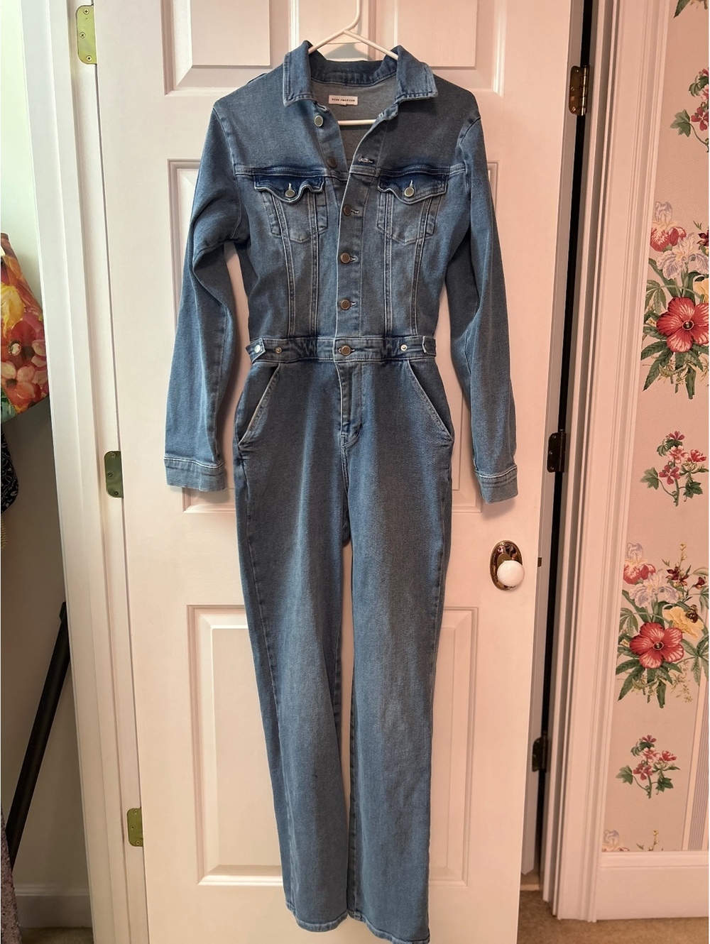 Good American Denim Jumpsuit Size 2 Light Blue